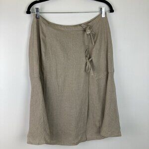 Pepito's Vintage Beige Linen Skirt Size Medium Tie Front Midi Classic Casual